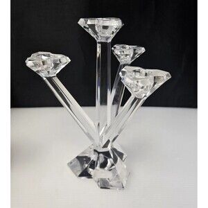 Villeroy & Boch 4 Arm Lead Crystal Candelabra Candle Holder Vintage 9"